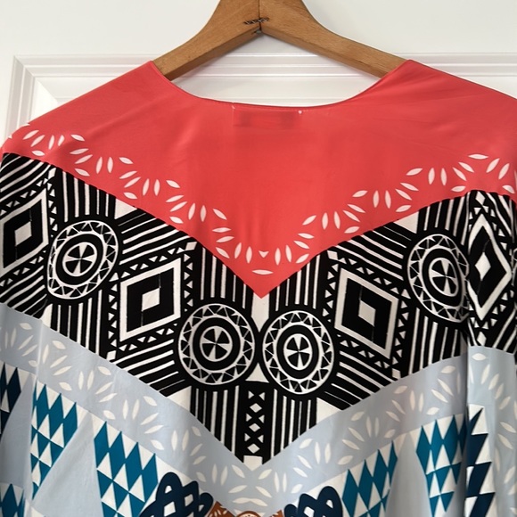 Matison Stone Silk Kimono, Open Front in Orange Teal Black Grey Rust - Picture 6 of 12
